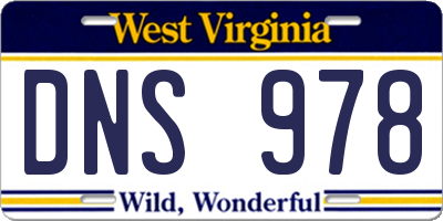 WV license plate DNS978
