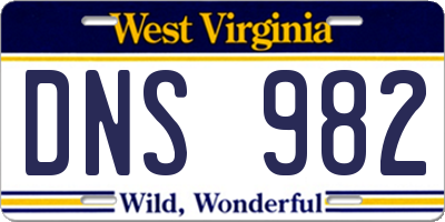 WV license plate DNS982