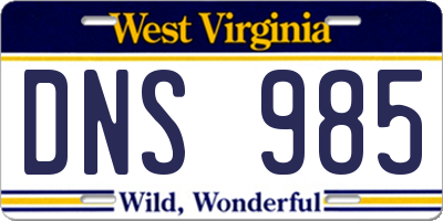 WV license plate DNS985