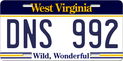 WV license plate DNS992