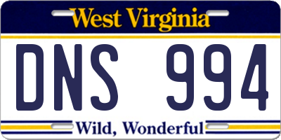 WV license plate DNS994