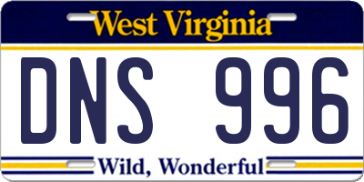 WV license plate DNS996