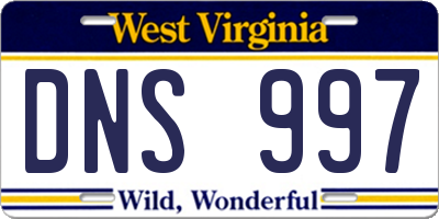 WV license plate DNS997