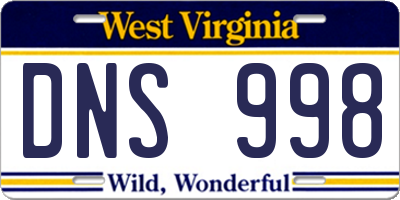 WV license plate DNS998