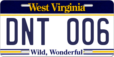 WV license plate DNT006