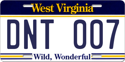 WV license plate DNT007