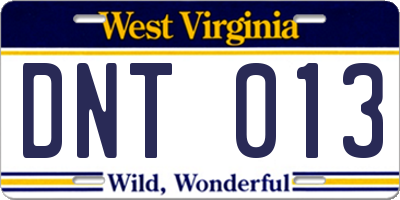 WV license plate DNT013