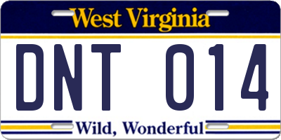 WV license plate DNT014