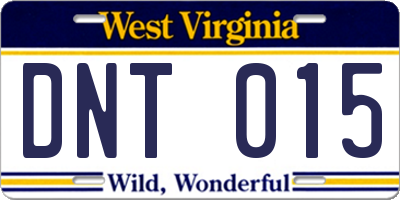 WV license plate DNT015