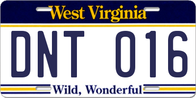 WV license plate DNT016