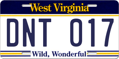 WV license plate DNT017