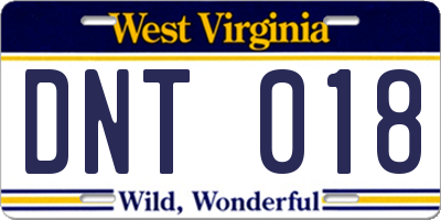 WV license plate DNT018