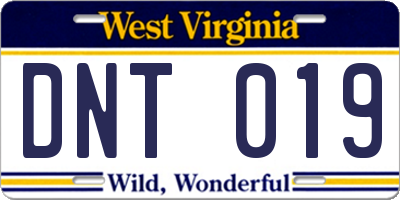 WV license plate DNT019