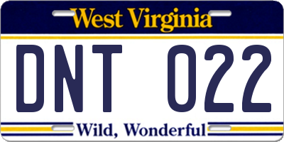 WV license plate DNT022