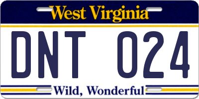 WV license plate DNT024