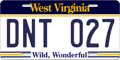 WV license plate DNT027