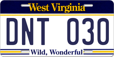 WV license plate DNT030
