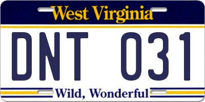 WV license plate DNT031