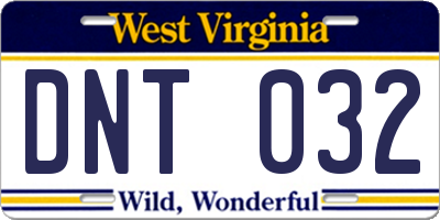 WV license plate DNT032