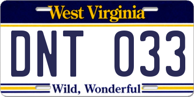 WV license plate DNT033