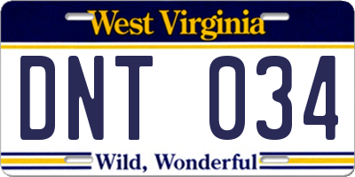 WV license plate DNT034