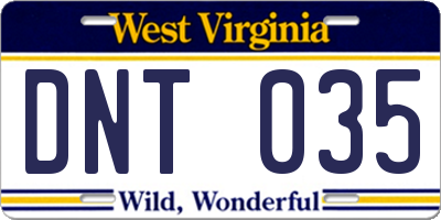 WV license plate DNT035