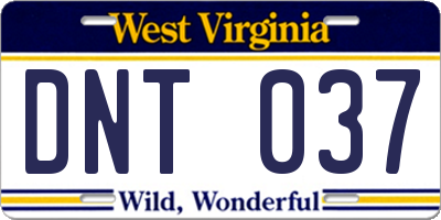 WV license plate DNT037