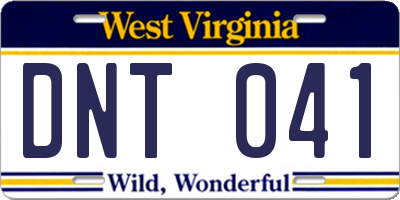 WV license plate DNT041