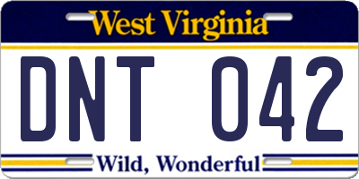WV license plate DNT042