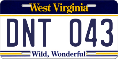 WV license plate DNT043
