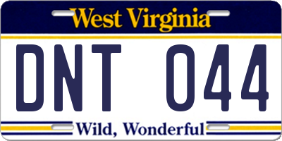 WV license plate DNT044