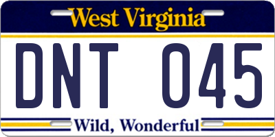 WV license plate DNT045