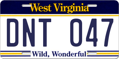 WV license plate DNT047