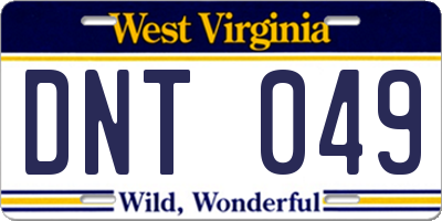 WV license plate DNT049