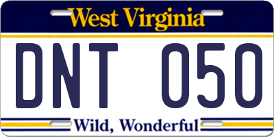 WV license plate DNT050