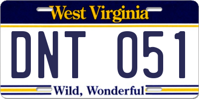 WV license plate DNT051