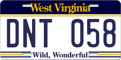 WV license plate DNT058
