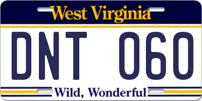 WV license plate DNT060