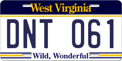 WV license plate DNT061