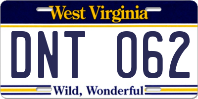 WV license plate DNT062
