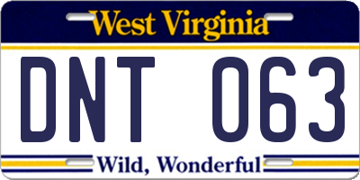 WV license plate DNT063