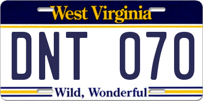 WV license plate DNT070