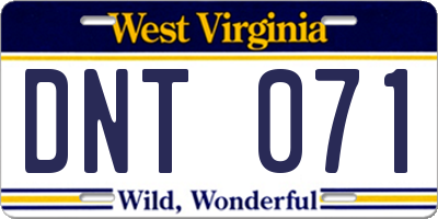WV license plate DNT071