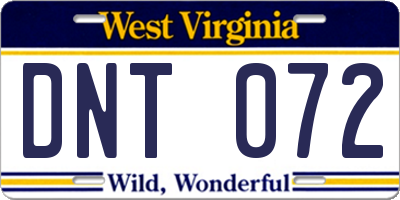 WV license plate DNT072