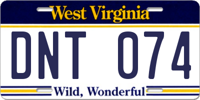 WV license plate DNT074