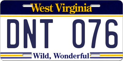 WV license plate DNT076