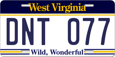 WV license plate DNT077