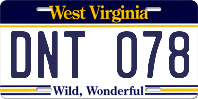 WV license plate DNT078