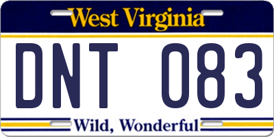 WV license plate DNT083
