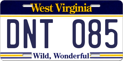 WV license plate DNT085